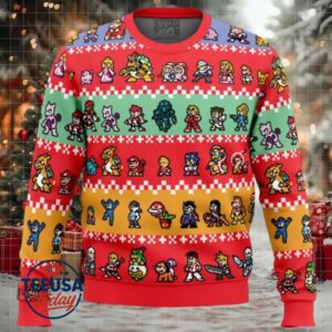 Pixel Smash Super Smash Bros Ugly Christmas Sweater
