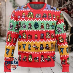 Pixel Smash Super Smash Bros Ugly Christmas Sweater