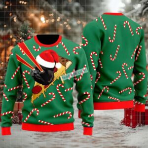 Pizza Cat With Laser Eyes Cheap Ugly Christmas Sweaters