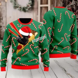 Pizza Cat With Laser Eyes Cheap Ugly Christmas Sweaters