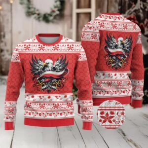 Poland Christmas Ugly Christmas Sweater Polish Eagle with Flag Style