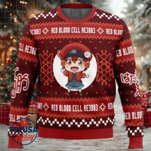 Red Blood Cell Cells at Work Ugly Christmas Sweater