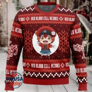 Red Blood Cell Cells at Work Ugly Christmas Sweater