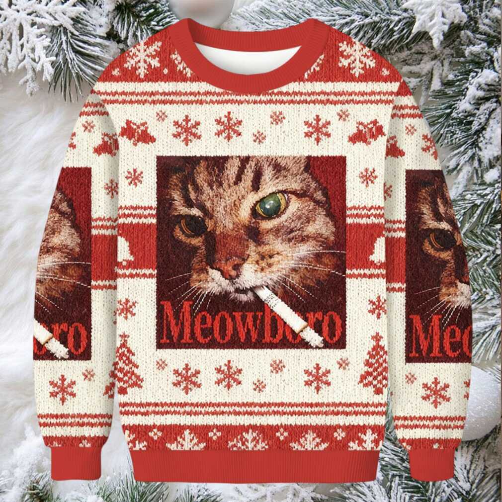 Red Meowlboro Smoking Cat Christmas Ugly Sweatshirt Red Meowlboro Smoking Cat Christmas Ugly Sweatshirt