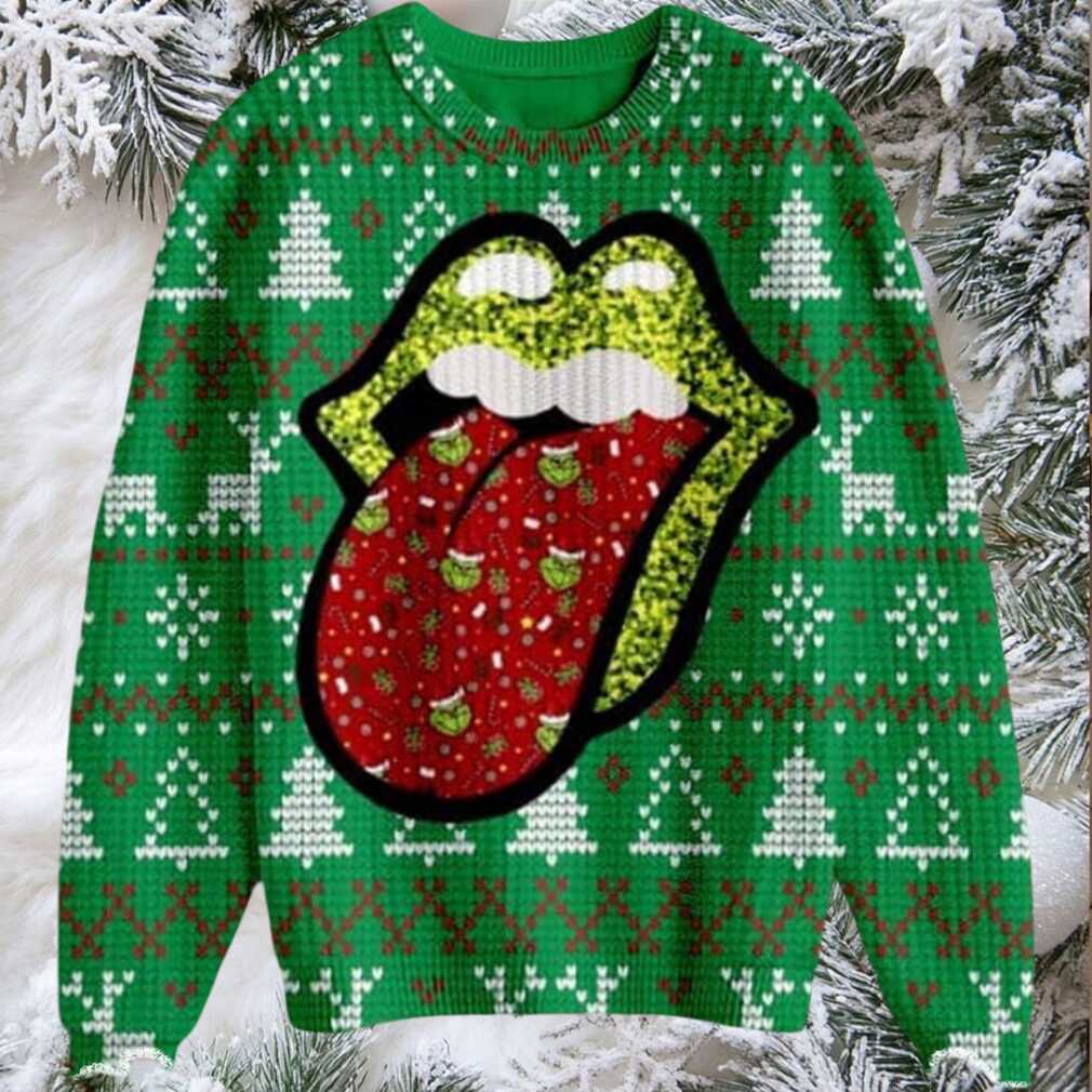 Rolling Stones Grinch Ugly Christmas Sweater front view