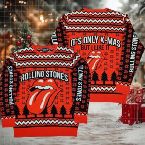 Rolling Stones Holiday It Is Only Xmas But I Like It Vintage Gift For Fans 2025 Ugly Christmas Sweater