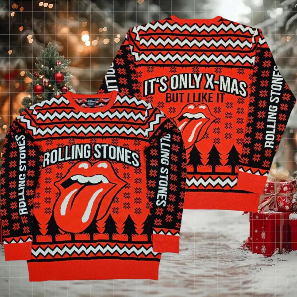 Rolling Stones Holiday It Is Only Xmas But I Like It Vintage Gift For Fans 2025 Ugly Christmas Sweater