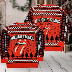 Rolling Stones Holiday It Is Only Xmas But I Like It Vintage Gift For Fans 2025 Ugly Christmas Sweater