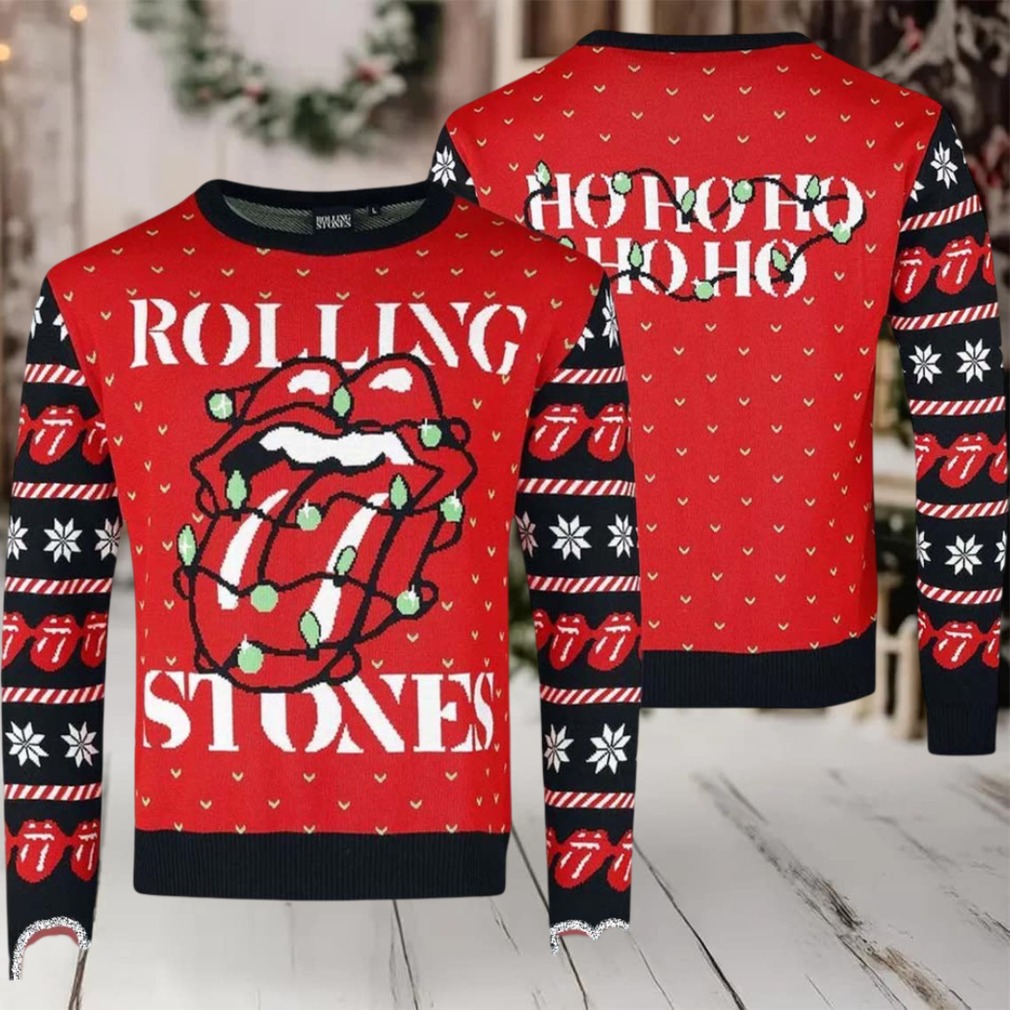 Rolling Stones Logo With Christmas Lights Twinkle Ho Ho Ho Ugly Christmas Sweater Rolling Stones Logo With Christmas Lights Twinkle Ho Ho Ho Ugly Christmas Sweater