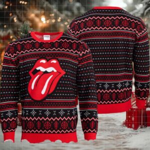 Rolling Stones Signature Big Lips Tongue Personalized Gift For Fans Ugly Christmas Sweater