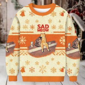 Sad Meow Smoking Cat Christmas Ugly Sweatshirt