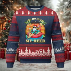 Santa Beer Xmas Ugly Christmas Sweater Ho Ho Ho My Beer