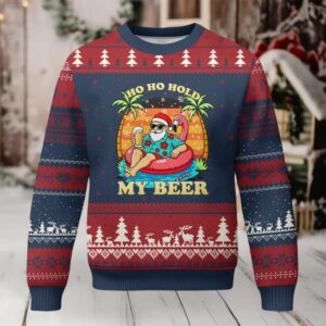Santa Beer Xmas Ugly Christmas Sweater Ho Ho Ho My Beer