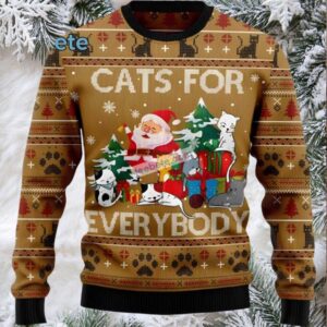 Santa Cat For Everybody Ugly Xmas Sweater Santa Cat For Everybody Ugly Xmas Sweater