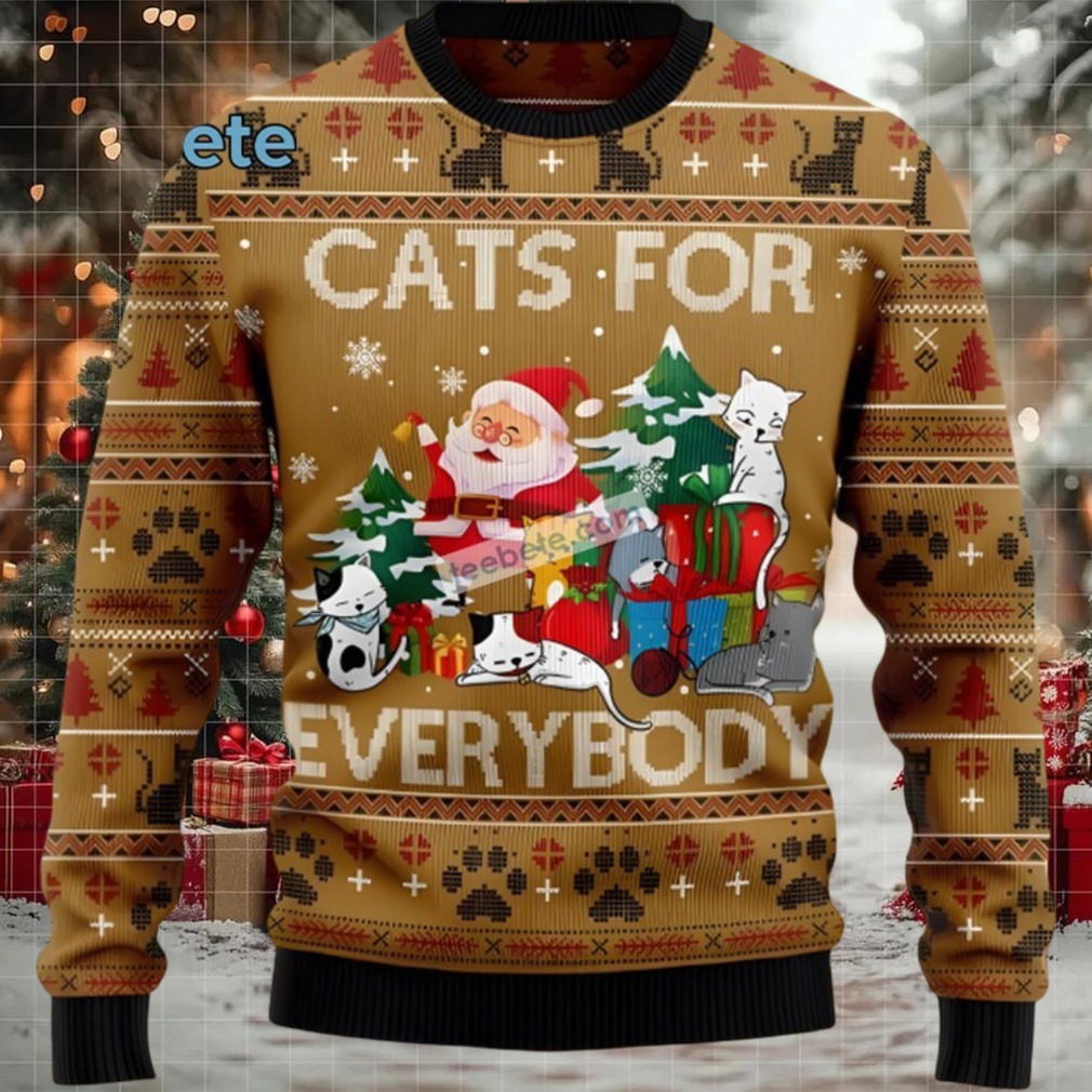 Santa Cat For Everybody Ugly Xmas Sweater