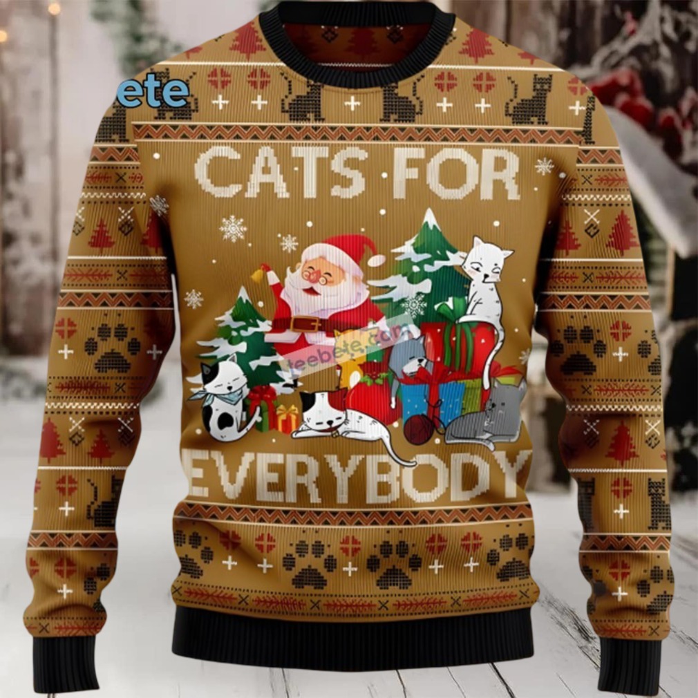 Santa Cat For Everybody Ugly Xmas Sweater Santa Cat For Everybody Ugly Xmas Sweater