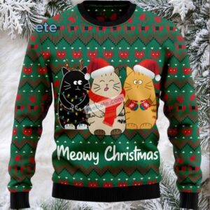 Santa Cat Meowy Christmas Ugly Sweater For Holiday Parties Santa Cat Meowy Christmas Ugly Sweater For Holiday Parties