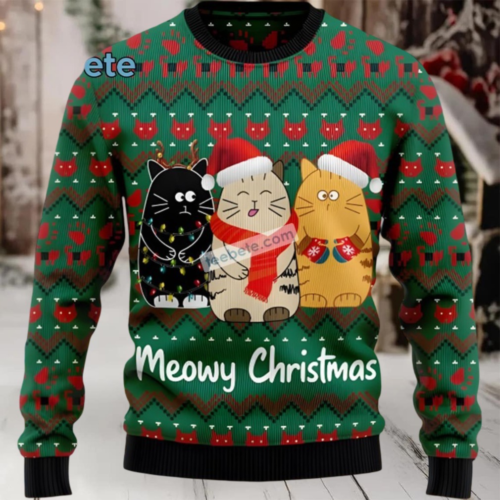 Santa Cat Meowy Christmas Ugly Sweater For Holiday Parties Santa Cat Meowy Christmas Ugly Sweater For Holiday Parties
