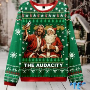 Santa Selfie The Audacity Ugly Christmas Sweater