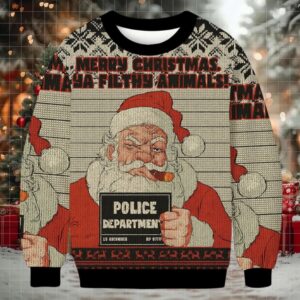 Santa's Mugshot Christmas Ugly Sweatshirt