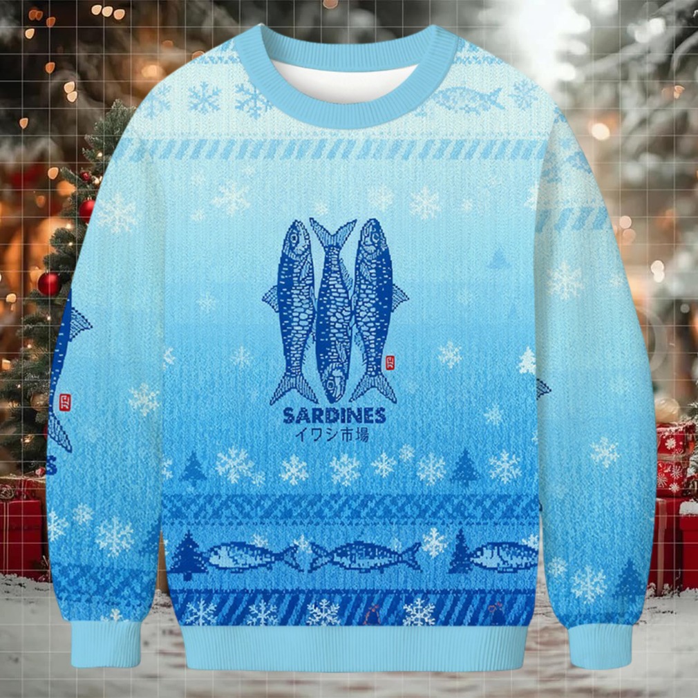 Sardines Market Christmas Ugly Sweatshirt front view
