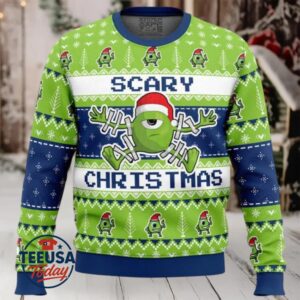 Scary Christmas Mike Wazowski Monster Inc Ugly Christmas Sweater Scary Christmas Mike Wazowski Monster Inc Ugly Christmas Sweater