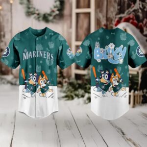 Seattle Mariners 2025 Bluey MLB Game Night Christmas Baseball Jersey