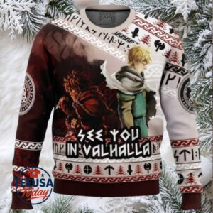 See You In Valhalla Vinland Saga Ugly Christmas Sweater