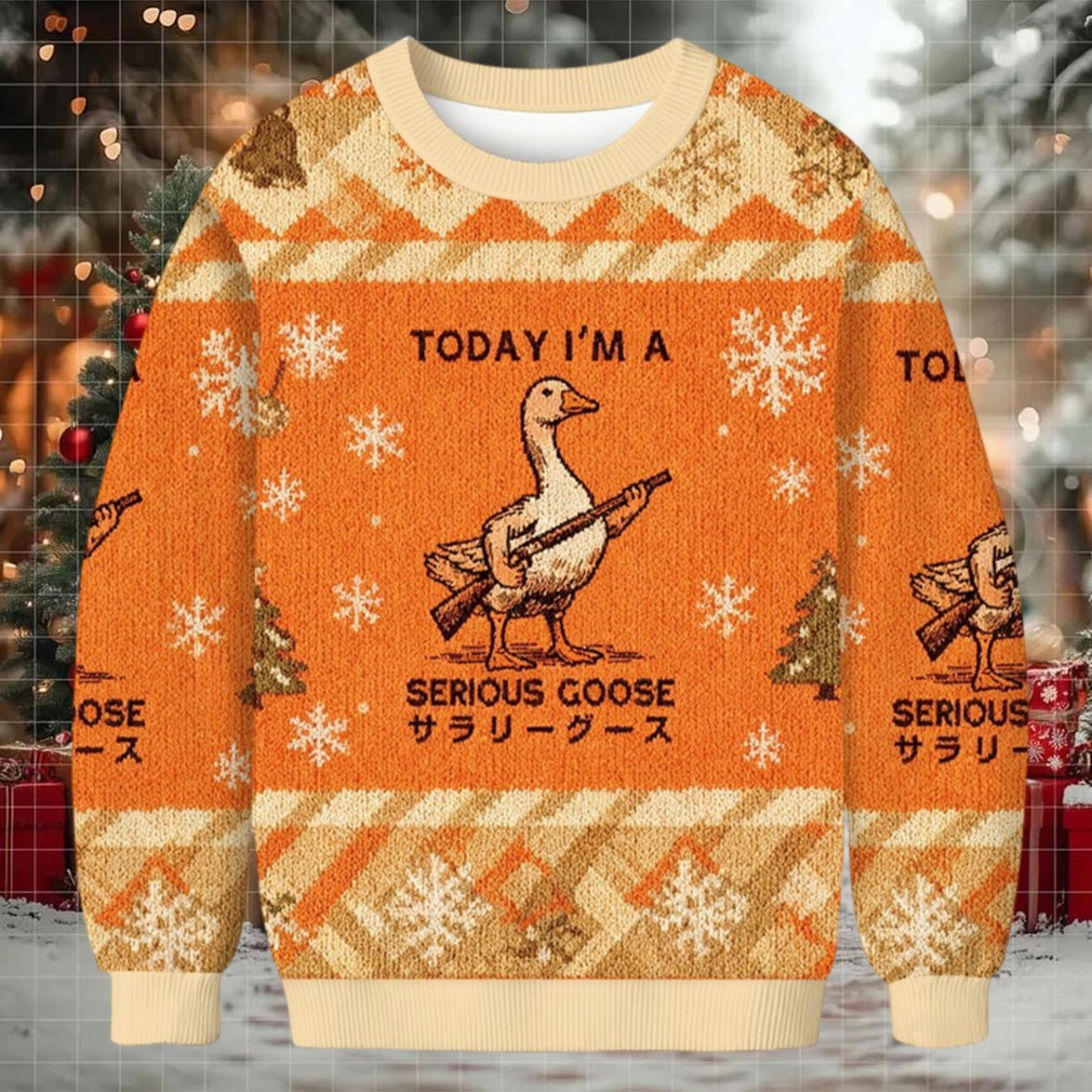 Serious Stupid Goose Christmas Ugly Sweatshirt front view