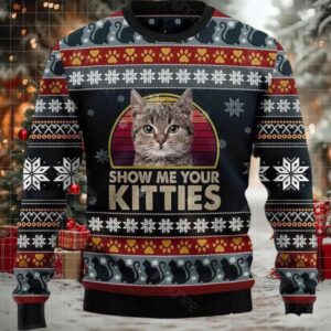 Show Me Your Kitties Ugly Christmas Sweater