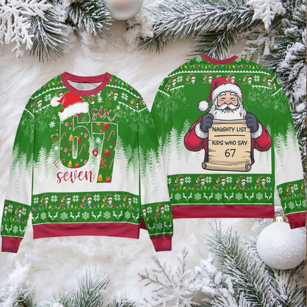 Six Seven Naughty List Kids Who Say 67 Christmas Ugly Sweater