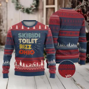 Skibidi Toilet Rizz Ohio Ugly Christmas Sweater Funny Gen Alpha Slang Rizzler Game