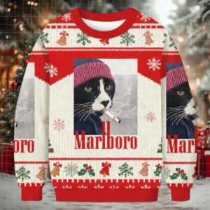 Smoking Cat Meme Christmas Ugly Sweatshirt