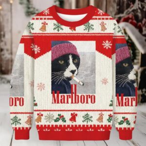 Smoking Cat Meme Christmas Ugly Sweatshirt