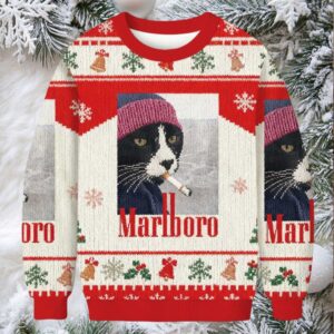 Smoking Cat Meme Christmas Ugly Sweatshirt