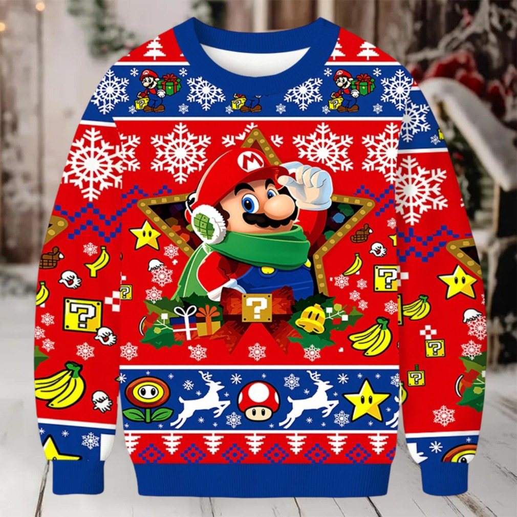 Super Mario Christmas Ugly Sweatshirt - Detail