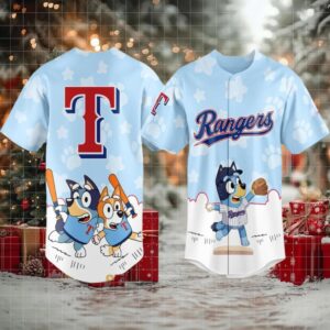 Texas Rangers 2025 Bluey MLB Game Night Christmas Baseball Jersey
