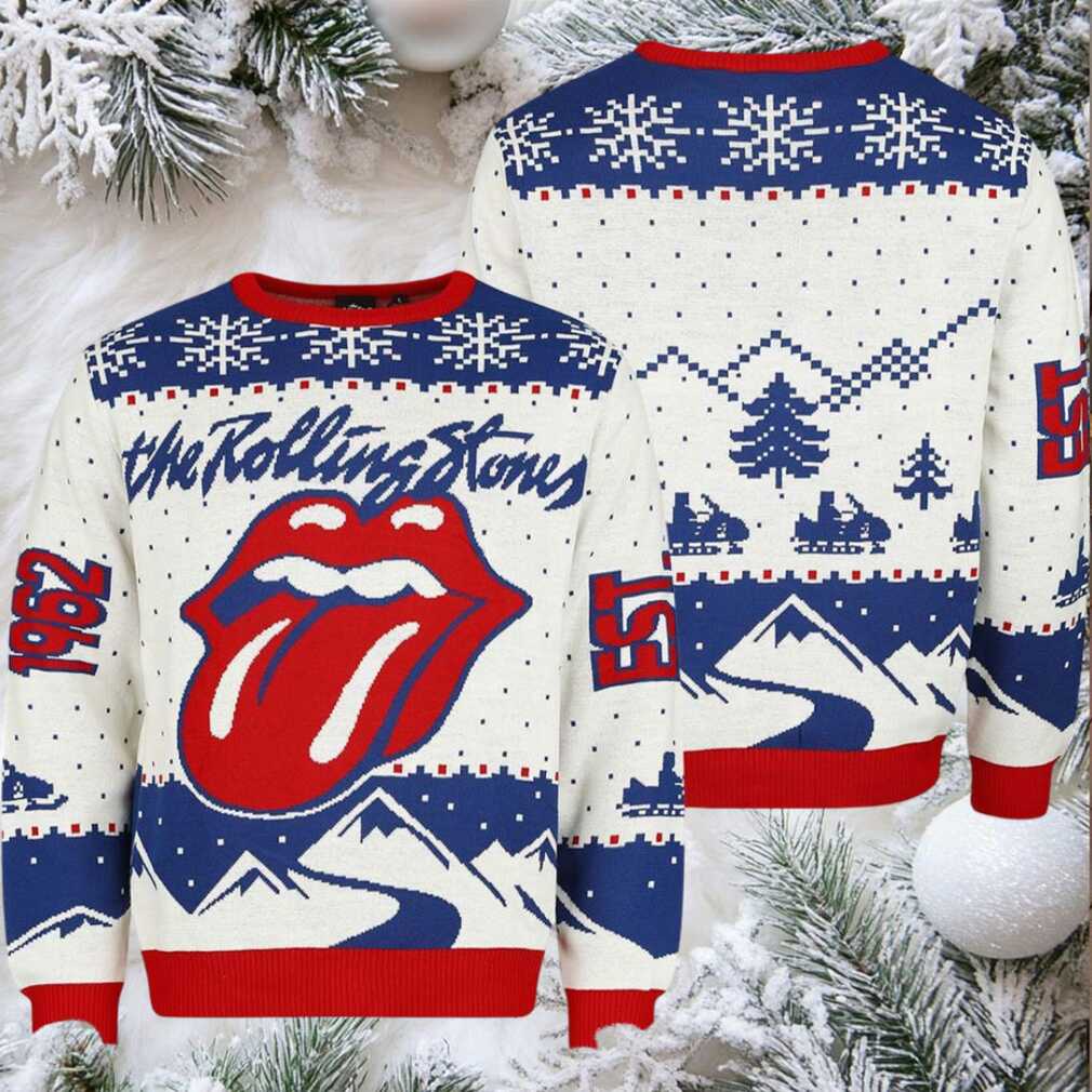 Rolling Stones Est 1962 Ugly Christmas Sweater front view