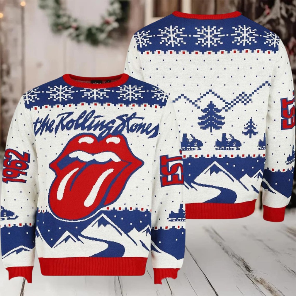 The Rolling Stones Est 1962 Big Logo Winter Holiday Vibe Ugly Christmas Sweater The Rolling Stones Est 1962 Big Logo Winter Holiday Vibe Ugly Christmas Sweater