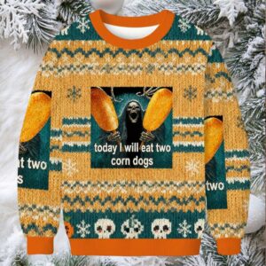 Today I Will Eat Two Corn Dogs Meme Christmas Ugly Sweatshirt