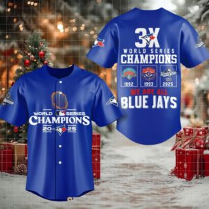 Toronto Blue Jays 3 Time World Series Champions 2025 Baseball Jersey