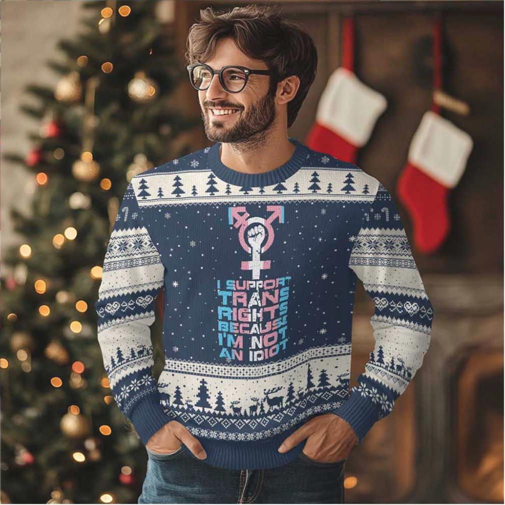 Trans Ally Ugly Christmas Sweater Transgender Pride Flag Support