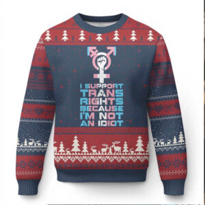 Trans Ally Ugly Christmas Sweater Transgender Pride Flag Support
