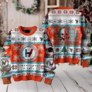 Twenty One Pilots Don’t Trust A Song That Flawless Skeleton Art Knitted Ugly Christmas Sweater