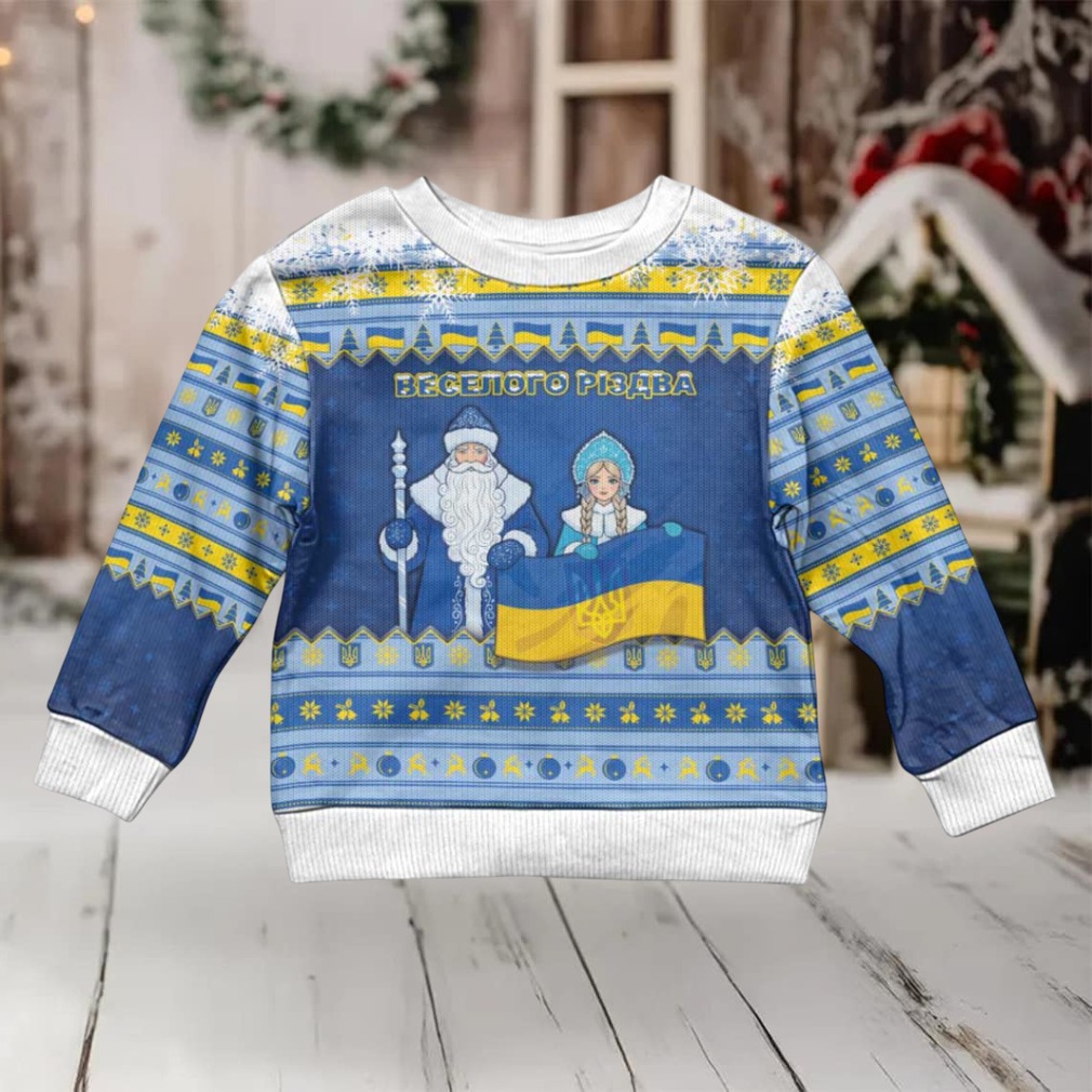Ukraine Christmas Kid Ugly Christmas Sweater Ded Moroz And Snegurochka Ukraine Christmas Kid Ugly Christmas Sweater Ded Moroz And Snegurochka