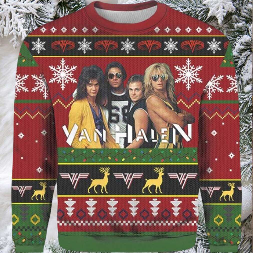 Van Halen Band Member Photo Ugly Christmas Sweater front view
