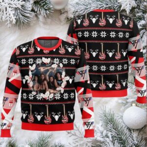 Van Halen Band Photo Xmas Wreath Holiday Gifts 2025 Ugly Christmas Sweater Van Halen Band Photo Xmas Wreath Holiday Gifts 2025 Ugly Christmas Sweater
