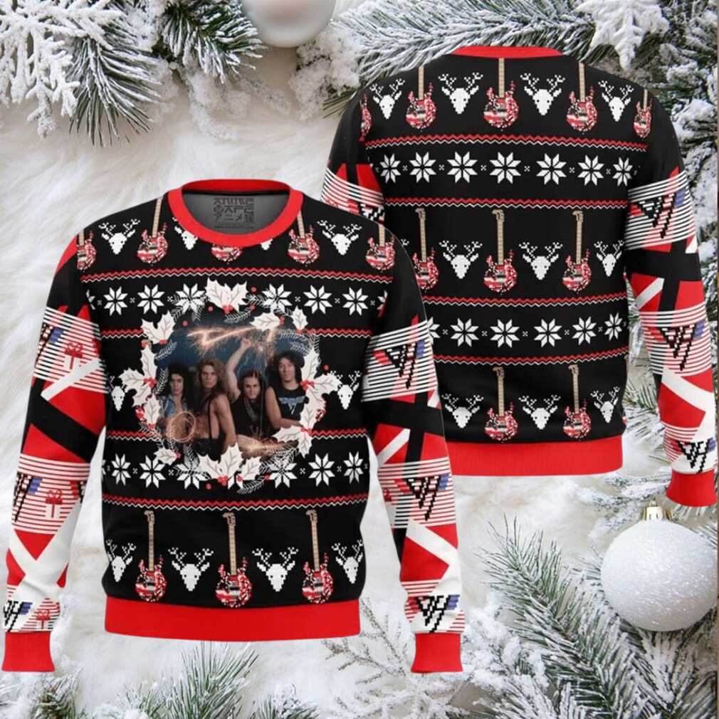 Van Halen Band Photo Xmas Wreath Holiday Gifts 2025 Ugly Christmas Sweater Van Halen Band Photo Xmas Wreath Holiday Gifts 2025 Ugly Christmas Sweater
