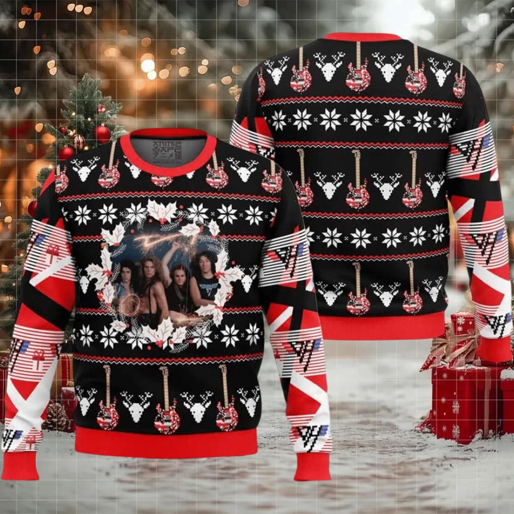 Van Halen Band Photo Xmas Wreath Holiday Gifts 2025 Ugly Christmas Sweater Van Halen Band Photo Xmas Wreath Holiday Gifts 2025 Ugly Christmas Sweater
