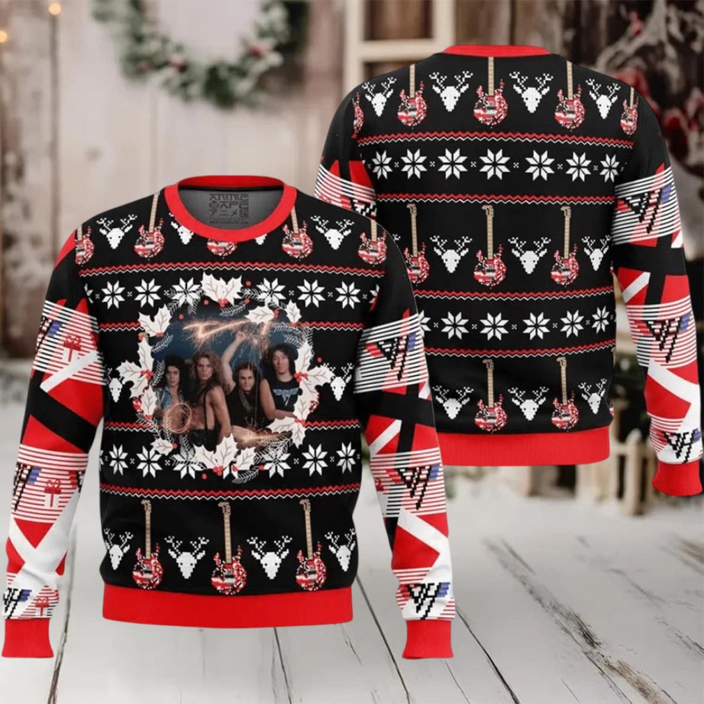 Van Halen Band Photo Xmas Wreath Holiday Gifts 2025 Ugly Christmas Sweater Van Halen Band Photo Xmas Wreath Holiday Gifts 2025 Ugly Christmas Sweater